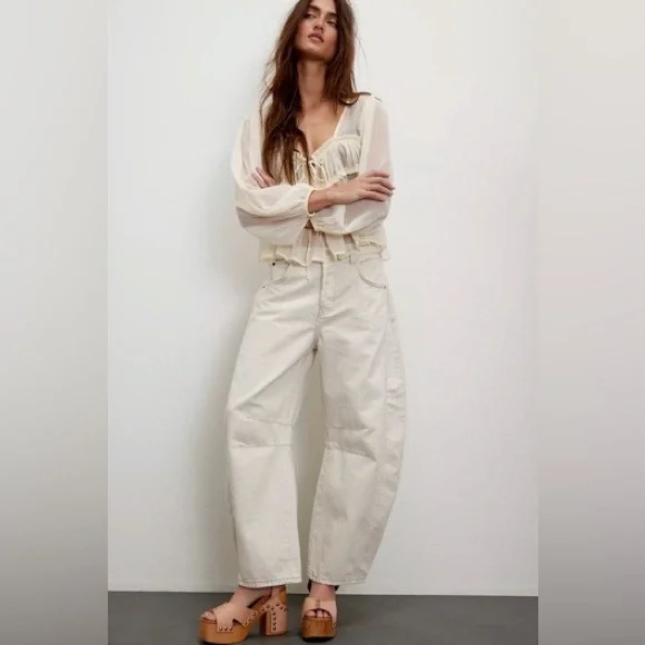 We The Free Good Luck Mid-Rise Barrel Jeans - Picture 1 of 5